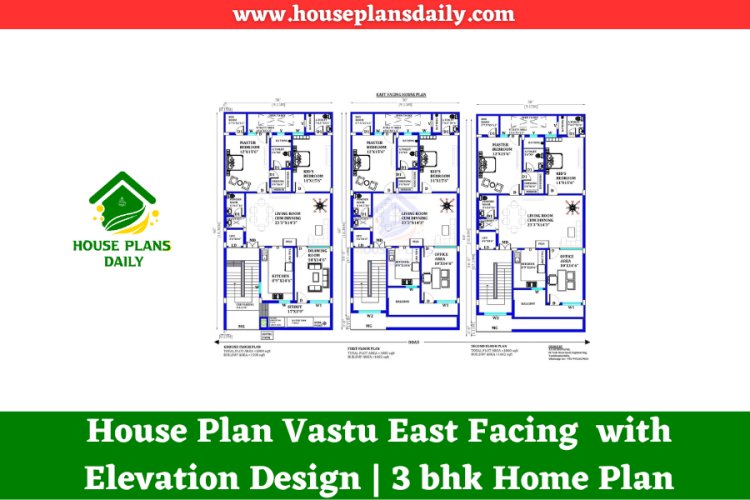 House Plan Vastu East Facing  with Elevation Design | 3 bhk Home Plan