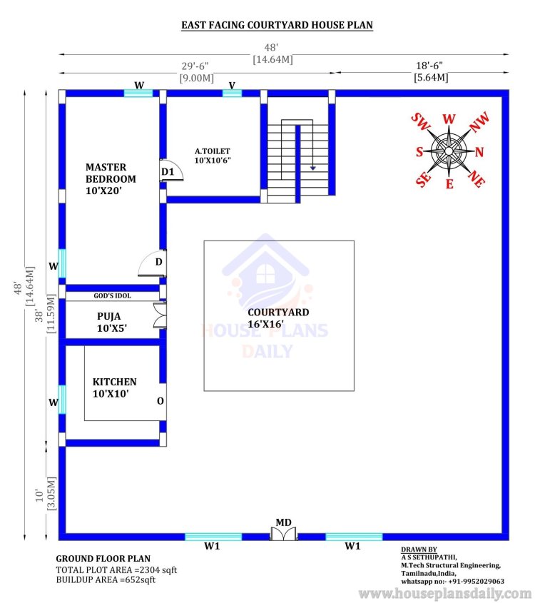 Home with a Courtyard House Plan