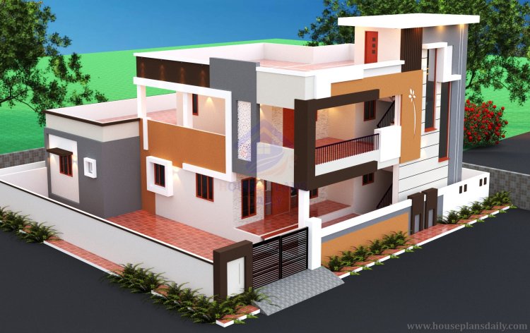 West Facing 2 storey house plan with Elevation