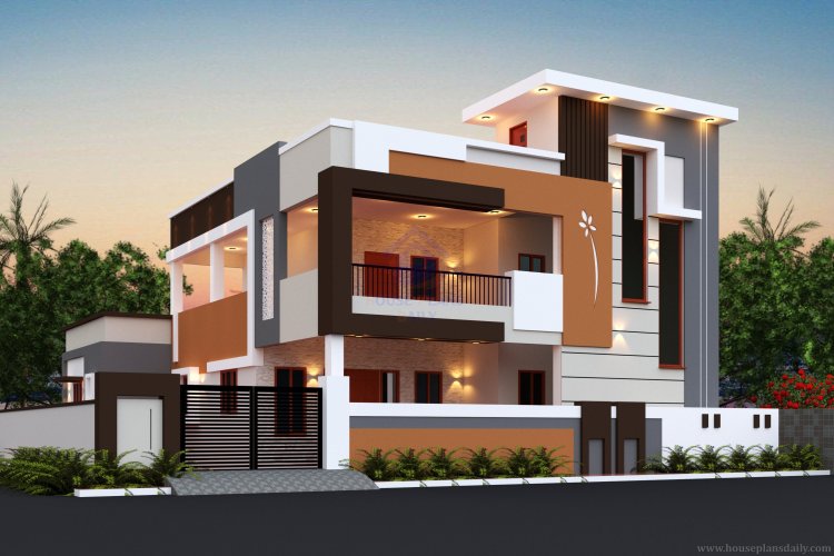 West Facing 2 storey house plan with Elevation