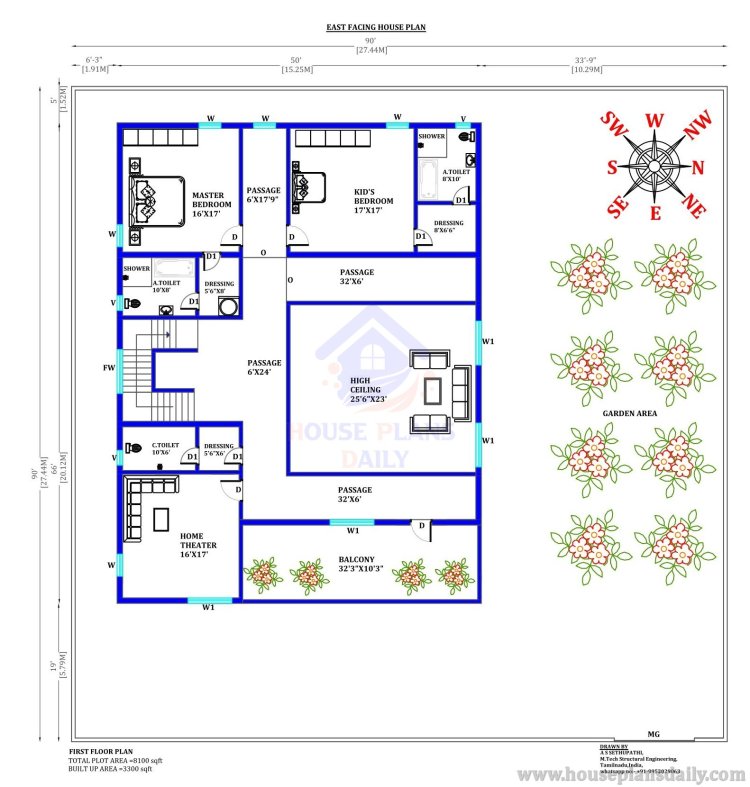 Vastu Home Plan for East Facing | High Ceiling House