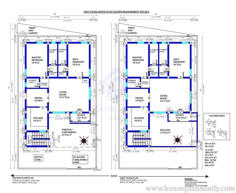 East Facing House Plan with Vastu | 1600 Sqft House with Design