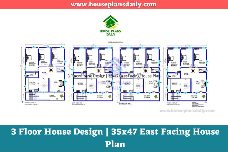 3 Floor House Design | 35x47 East Facing House Plan