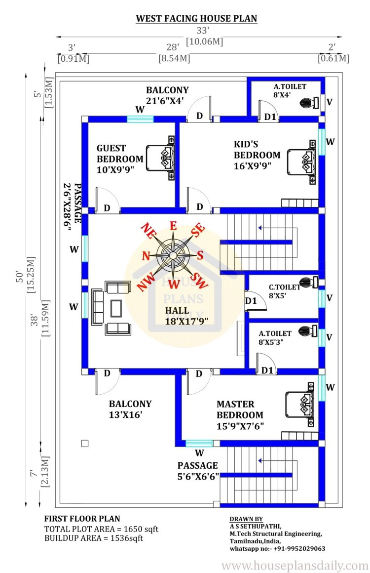 North and West Facing House Plans