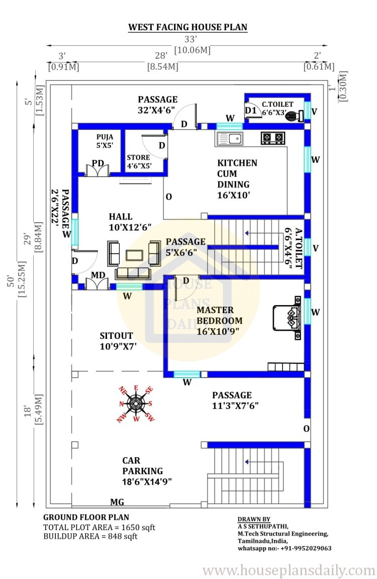 North and West Facing House Plans