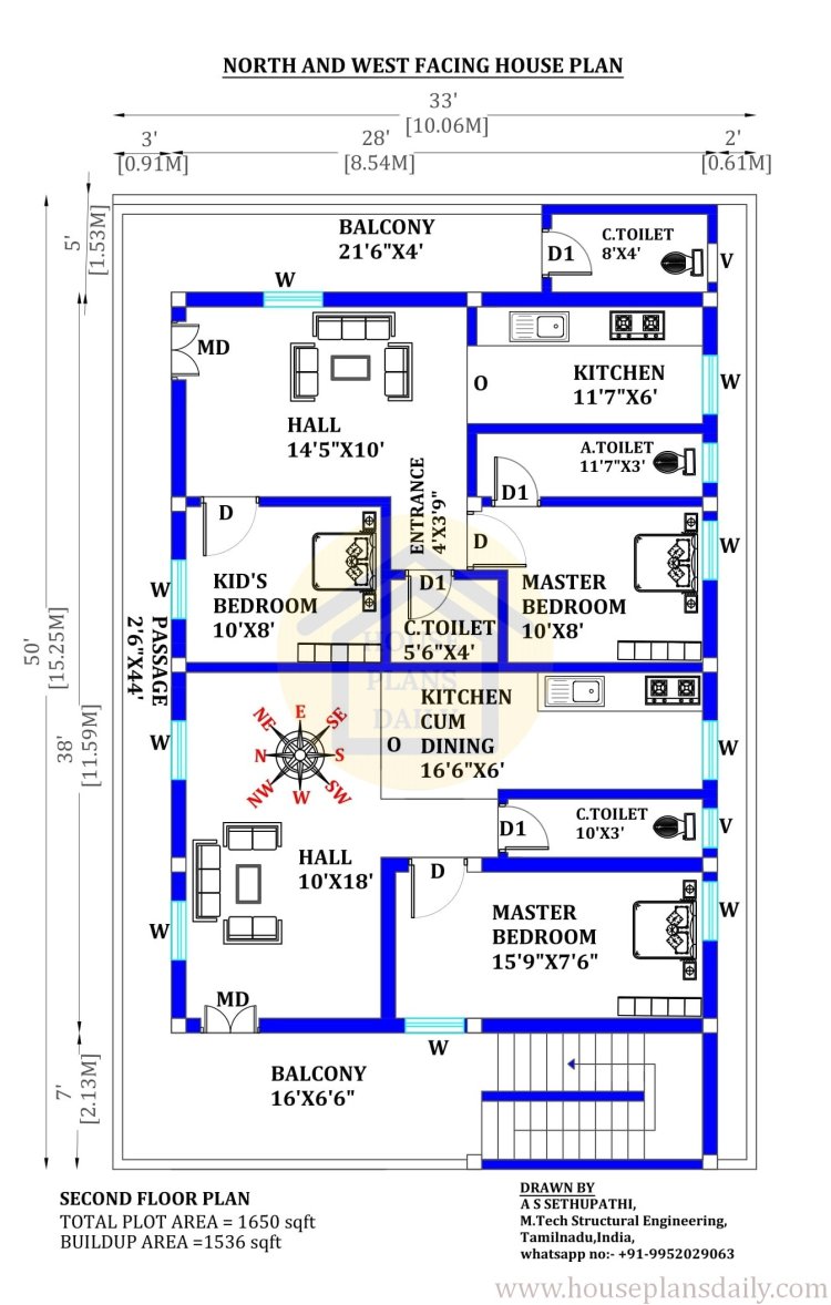 North and West Facing House Plans