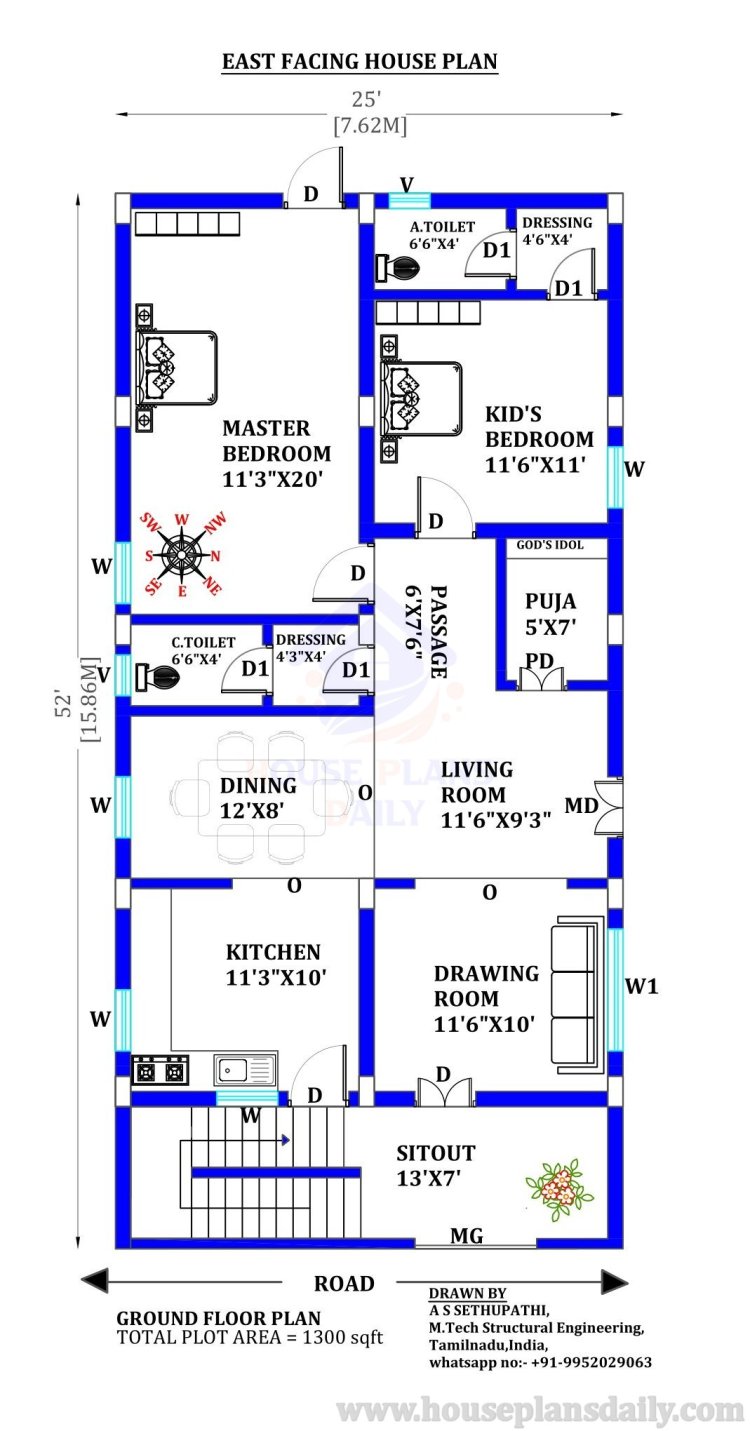 Vastu House Plans East Facing House | Single Storey Home  Design