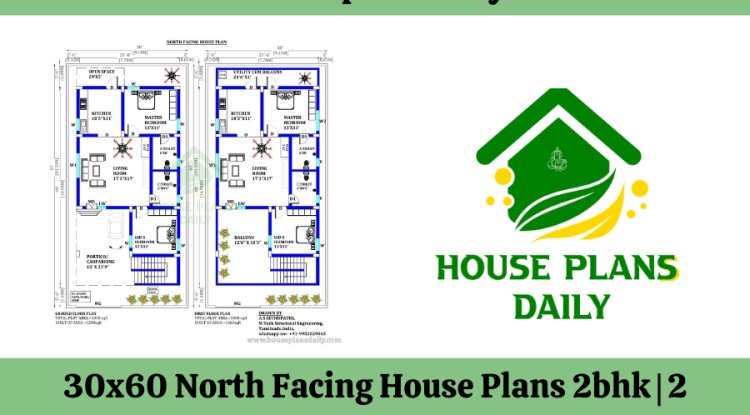 30x60 North Facing House Plans 2bhk | 2 Bedroom Home