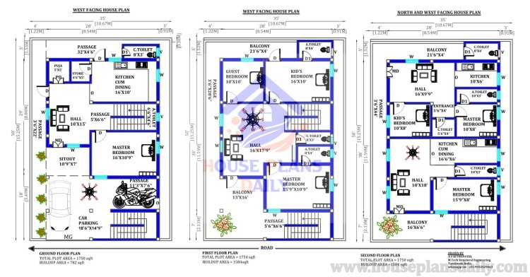 35’x50’ House Plan | Northwest Facing House Plan | Duplex House