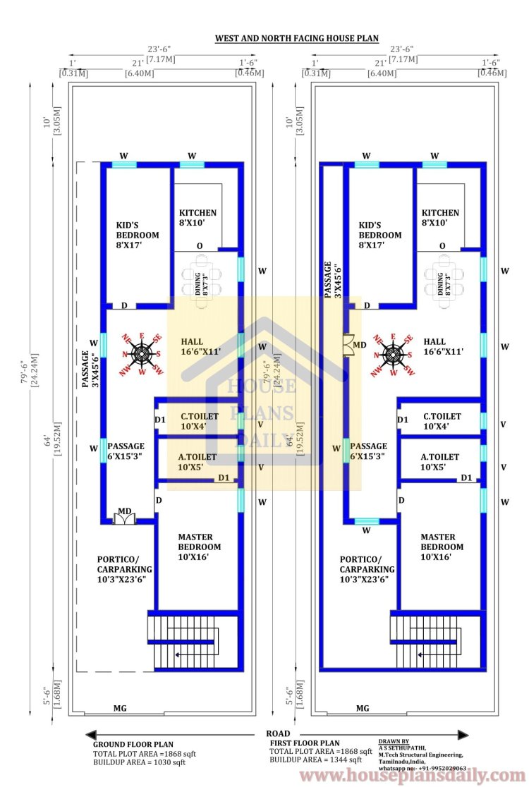 Northwest Home | 2bhk North Facing House Plan | West Home