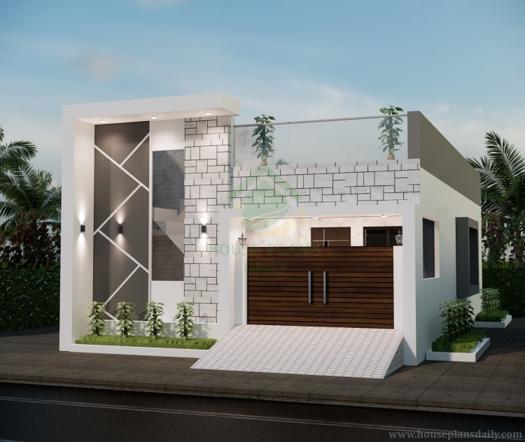 Simple Home Elevation Design in Village Single Floor | East Facing House