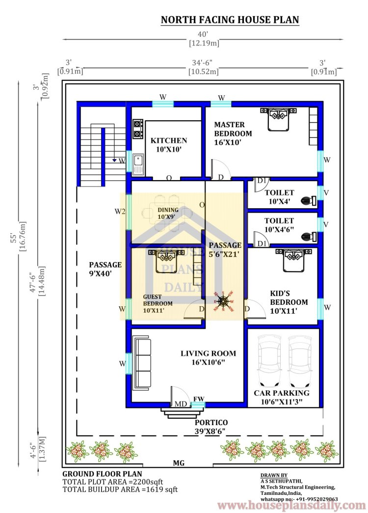 40x55 House Plan | 6bhk House Plan | North Face Home