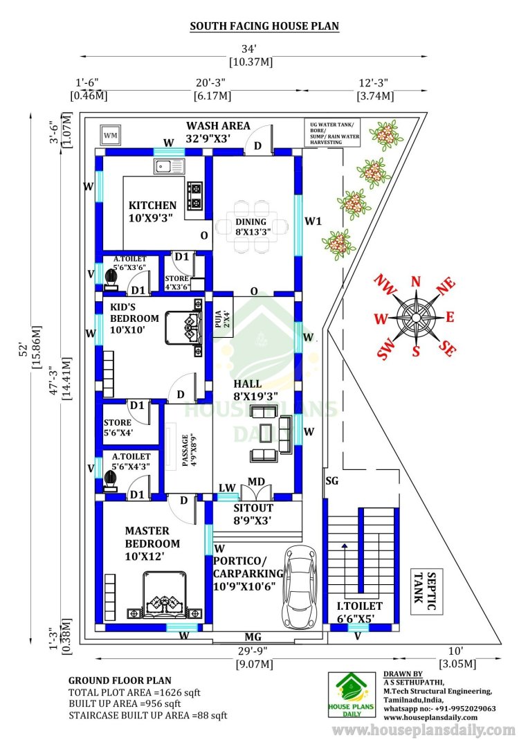 South and East Facing House Design | House Plan with Elevation Design