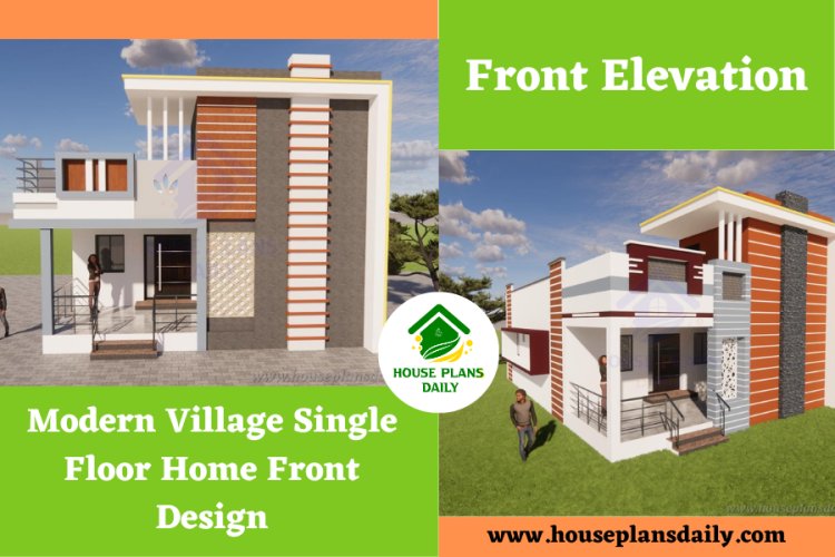 Modern Village Single Floor Home Front Design | Front Elevation