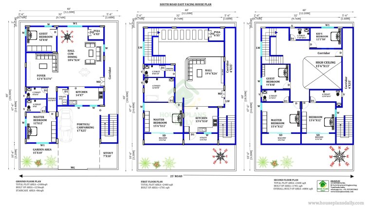 South Road East Facing House Design | High Ceiling House