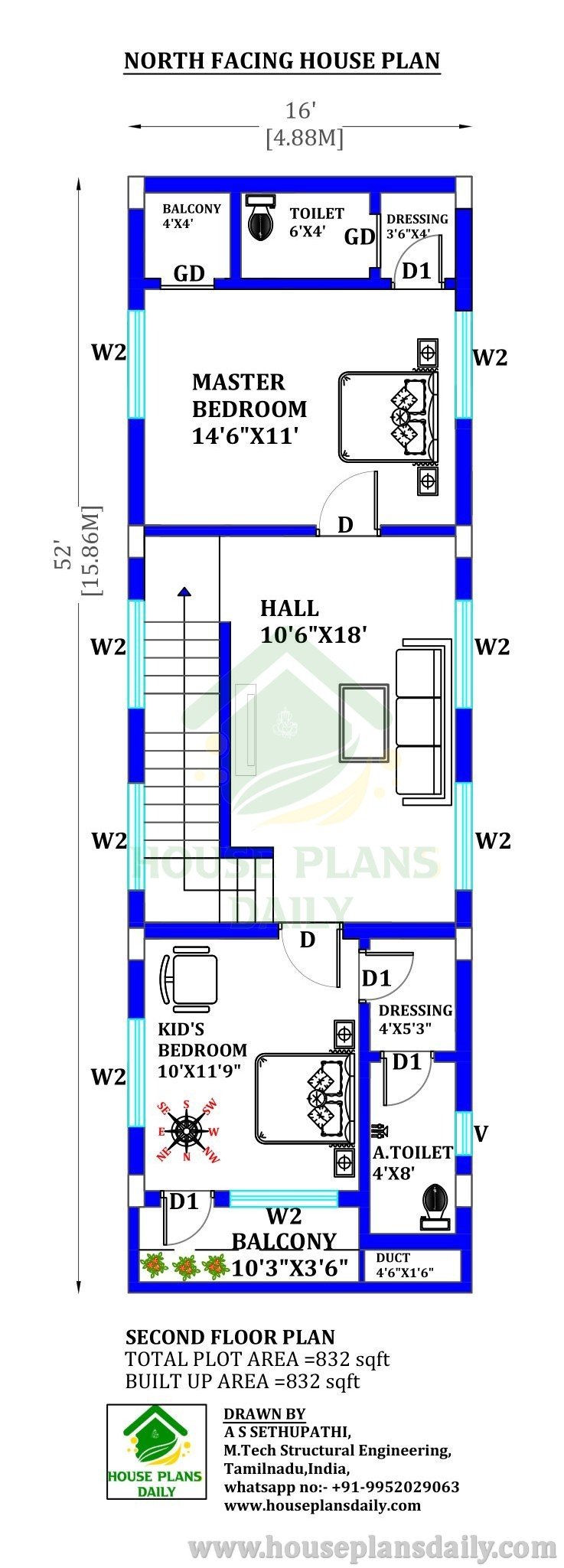 Duplex Floor Plan | North Face House | 3 Bedroom House