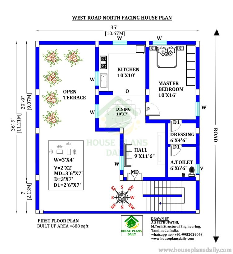 1BHK House Plan | 3BHK House | Vastu House Plan - House Plan and ...