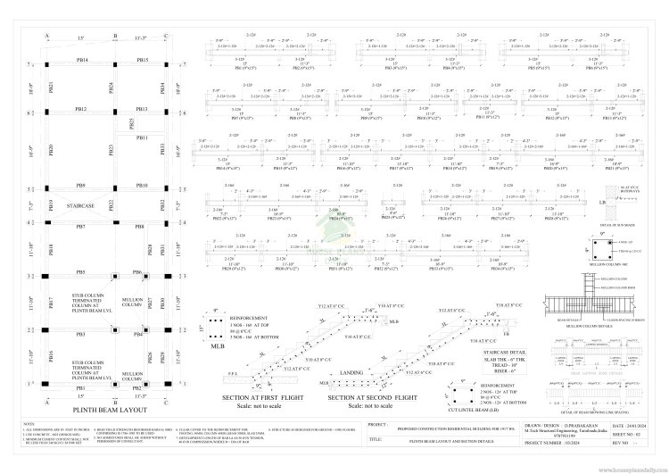 West Facing House Plan with Shop | House Structural Drawing