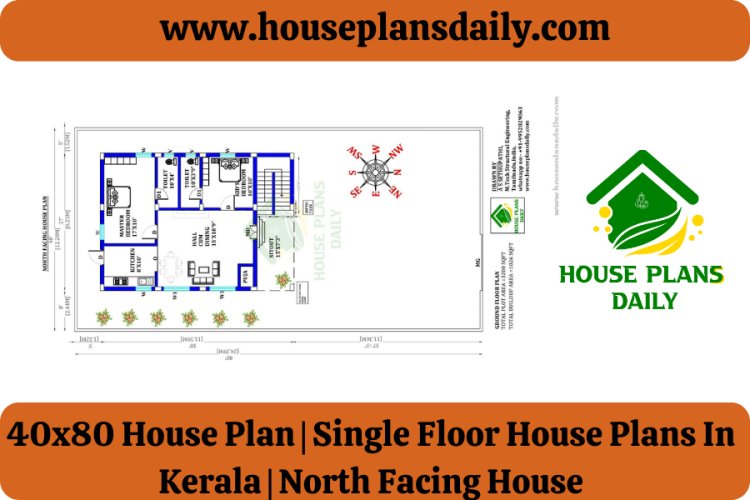 40x80 House Plan | Single Floor House Plans In Kerala | North Facing House