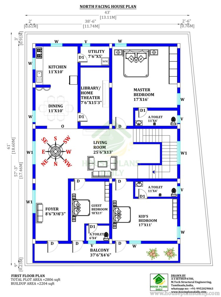 5 Bedroom House Plan | Duplex House Design | North Face Home