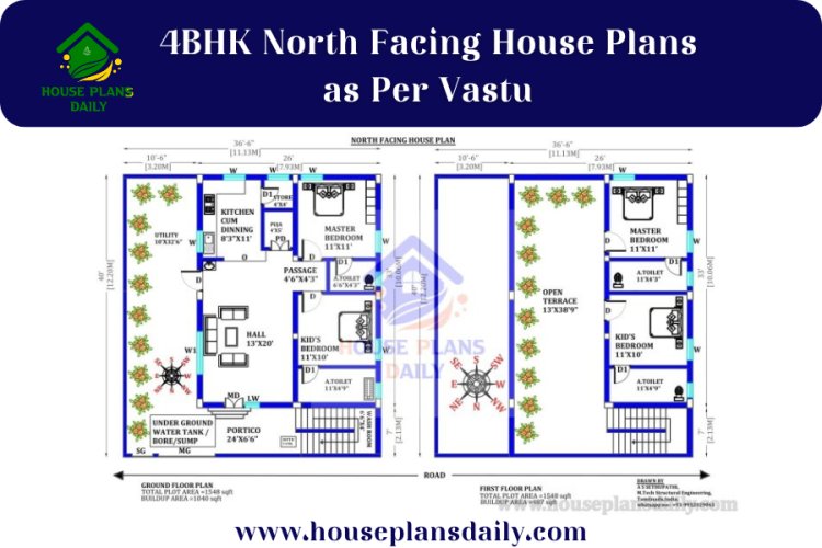 4BHK North Facing House Plans as Per Vastu