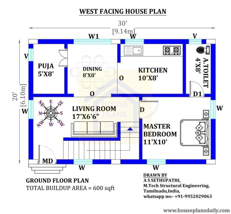 West Facing House Plan with Vastu | House Plan Book