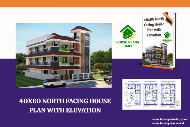40x60 North Facing House Plan with Elevation