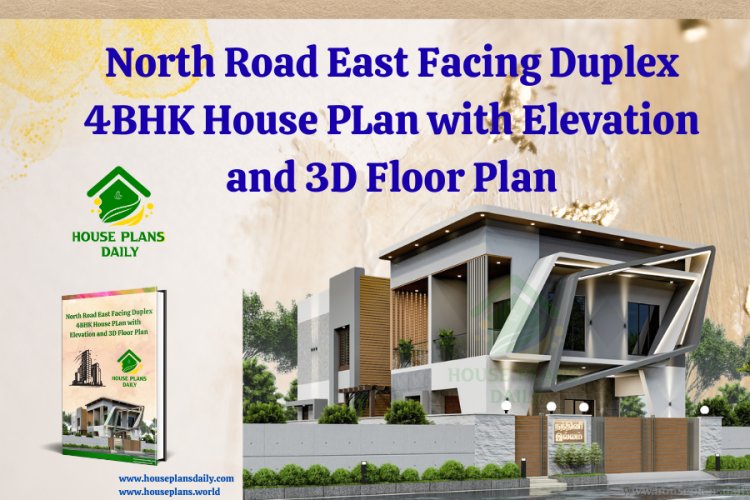 North Road East Facing Duplex 4BHK House Plan with Elevation and 3D Floor Plan