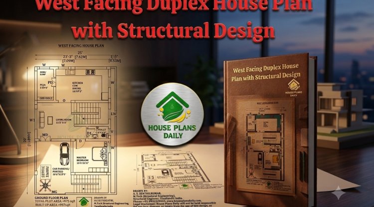 West Facing Duplex House Plan with Structural Design