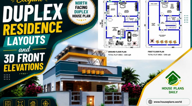 Elegant Duplex Residence Layouts and 3D Front Elevations