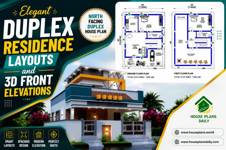 Elegant Duplex Residence Layouts and 3D Front Elevations