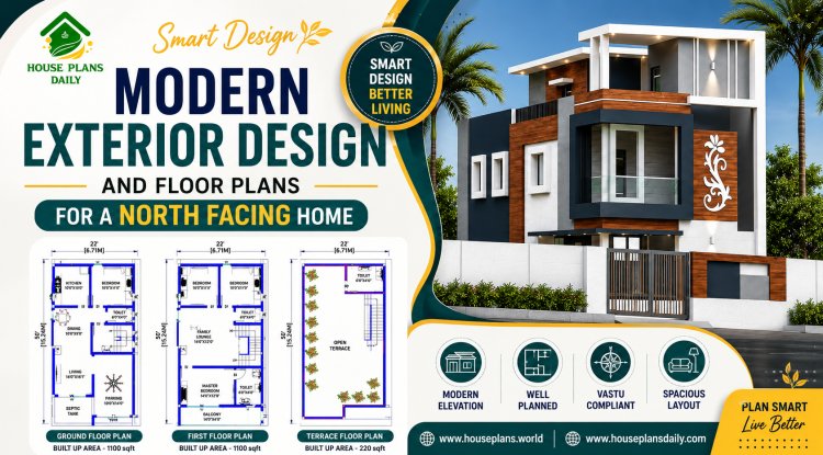 Modern Exterior Design and Floor Plans for a North Facing Home