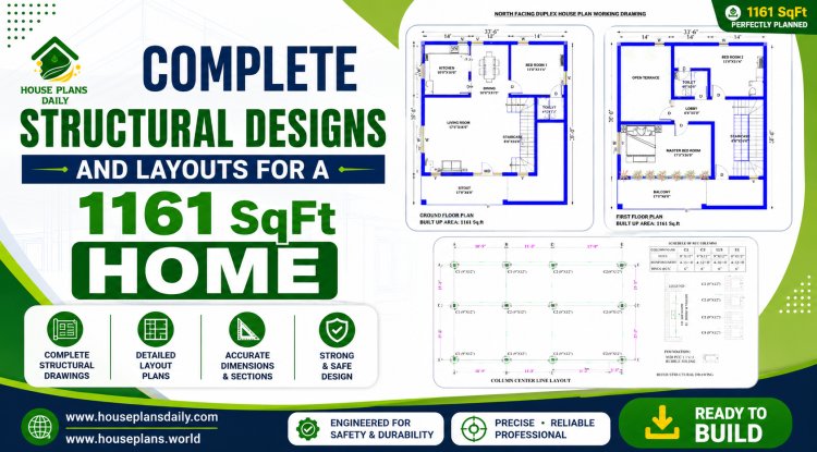 Complete North Structural Designs and Layouts for a 1161 SqFt Home