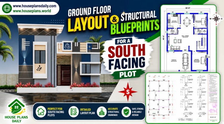 Ground Floor Layout and Structural Blueprints for a South Facing Plot