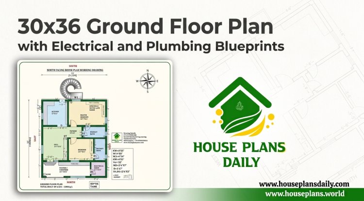 30x36 Ground Floor Plan with Electrical and Plumbing Blueprints